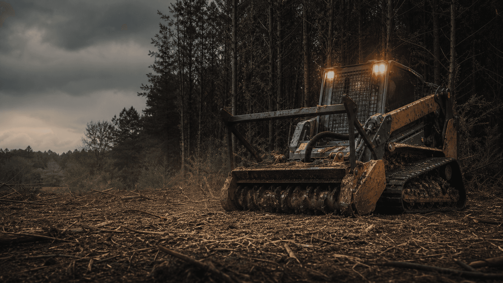 Tracked forestry mulcher at work on an Alabama property